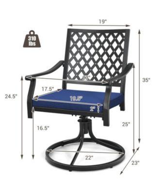 Set of Two Swivel Outdoor Chairs with Cushions and Steel Base