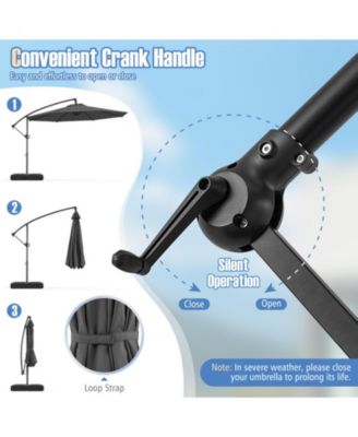 10 ft Cantilever Patio Umbrella with Infinite Tilt 360-Degree Rotation and Weighted Base