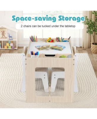 Multifunctional Kids Table and Chairs Set with Chalkboard