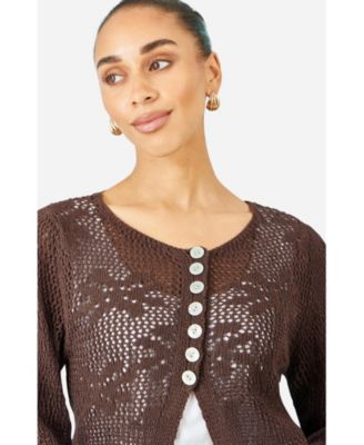 Women's Flower Crochet Button Up Cardigan