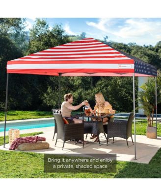 10x10ft Easy Setup Pop Up Canopy w/ 1-Button Setup, Wheeled Case, 4 Weight Bags