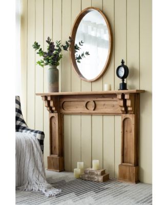 24" x 36" Oval Wall Mirror with Wood Frame, Farmhouse Wood Mirror for Bathroom Entryway Console Lean Against Wall