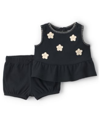 Baby Girls' Floral Embroidered Top and Shorts, 2-Piece Set