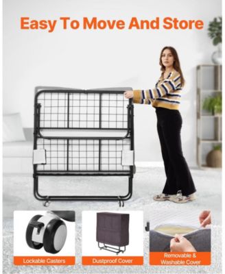 Rollaway Bed, 38" x 75", with 4" Memory Foam Mattress, Portable Folding Bed