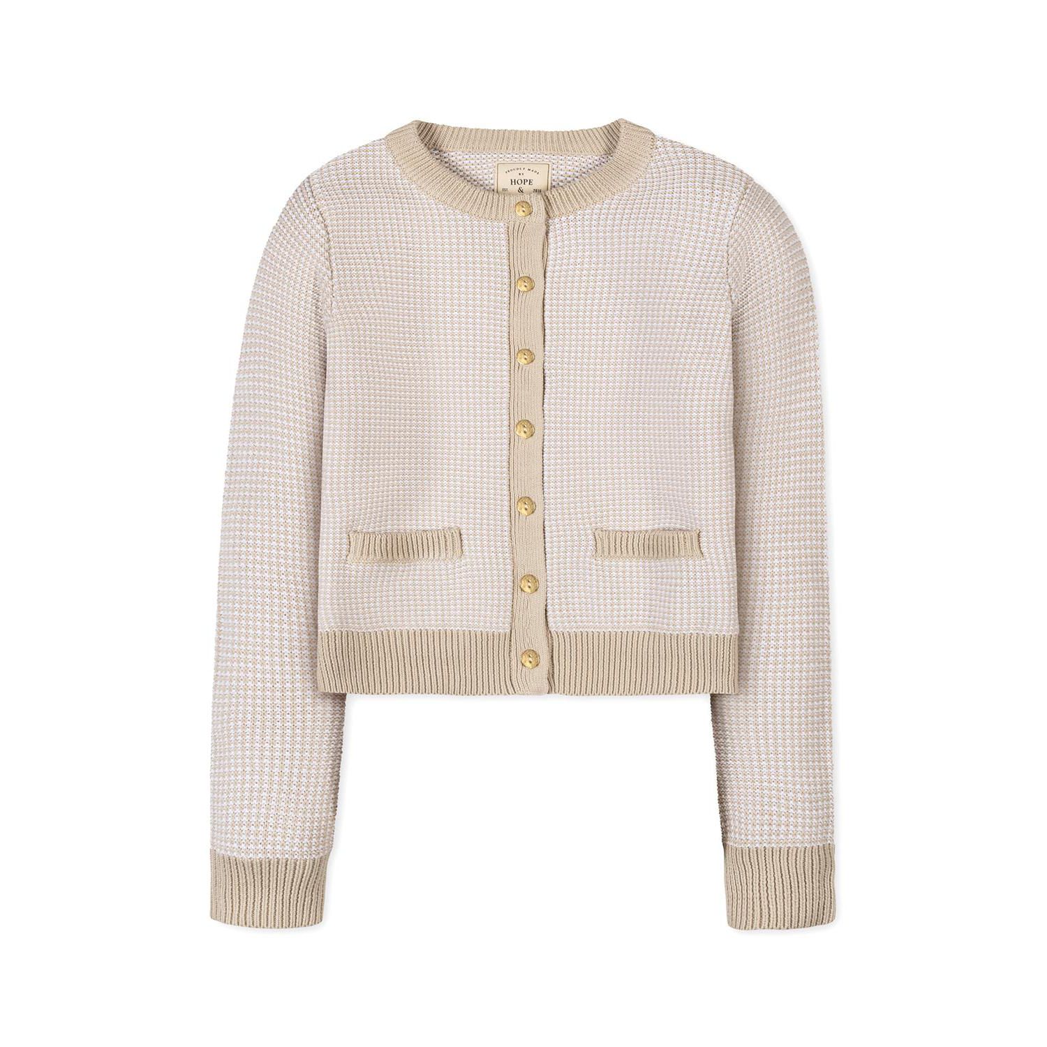 Hope and Henry Women's Organic Tweed Stitch Sweater Cardigan