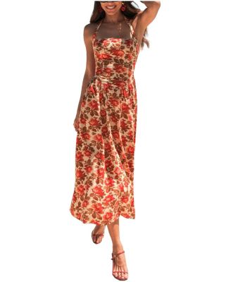 Women's Pressed Roses Floral Midi Beach Dress