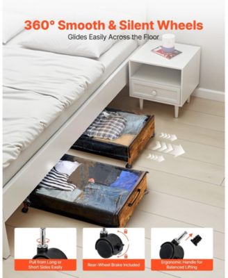 2 Pack Under Bed Storage with Wheels 25.6in x 18.1in x 7.1in Clear Top