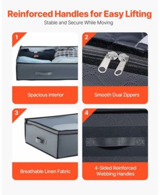 4 Pack Under Bed Storage with Clear Lids 39.2in x 19.7in x 7.1in 90L