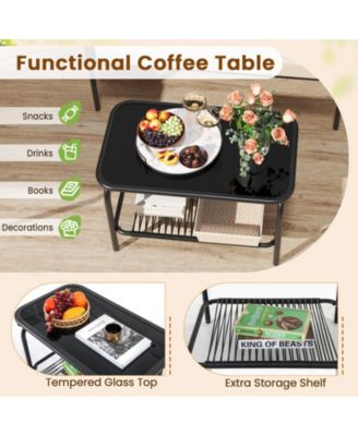 4 Piece Patio Furniture Set with Rattan Chairs and Loveseat