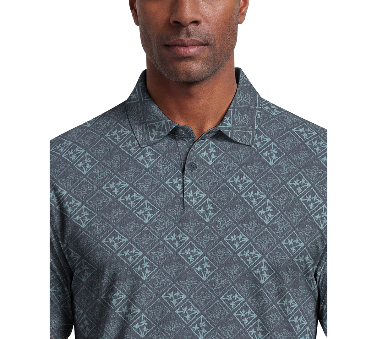 Pga Tour Men's Tropical Argyle Print Golf Polo