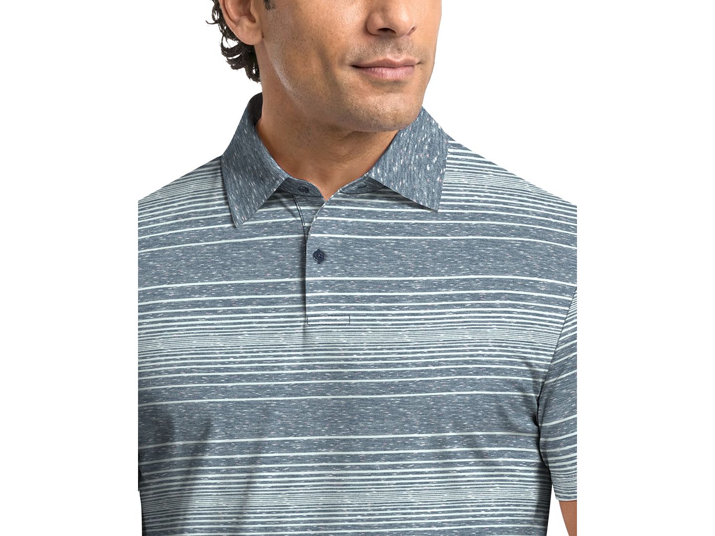 Мужское поло PGA TOUR Jaspe Stripe Golf Polo Shirt, цвет: Синий — фото 3