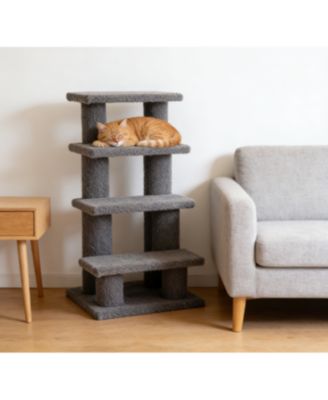 4 Tier Cat Tree Step Tower Pet Activity Center with Sisal Scratching Post for Indoor Cats