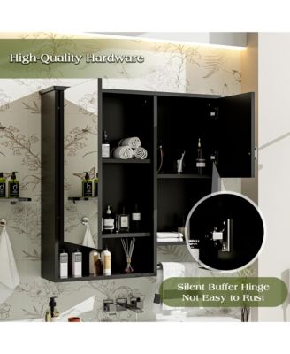 29" x 28" Wall Mounted Bathroom Medicine Cabinet with Mirror and Towel Bar