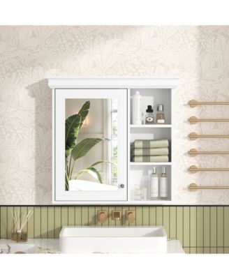 30" x 28" Wall Mounted Bathroom Medicine Cabinet with Mirror and Storage