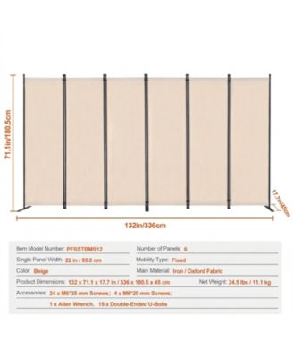 Room Divider, 6 Panel Folding Privacy Screen for Room Separation