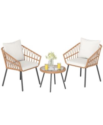 3 Piece Patio Bistro Set with Heavy Duty Metal Frame