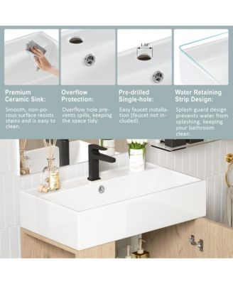 21.6" Wood Bathroom vanity, Combo Cabinet, Bathroom Storage Cabinet, Single Ceramic Sink, Left side storage