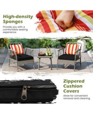 3 Piece Patio Wicker Furniture Set with Adjustable Backrest