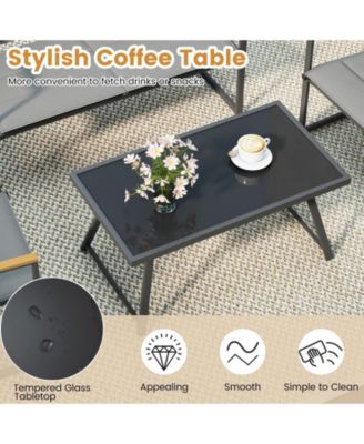 4 Piece Outdoor Conversation Patio Furniture Set