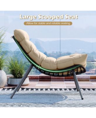 3 Piece Wicker Conversation Set with Cushioned Papasan Chairs