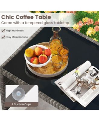 4 Piece Patio Conversation Set with Chairs Loveseat and Table