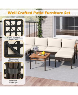 Patio Rattan Chairs with Ottomans and Side Table for Backyard