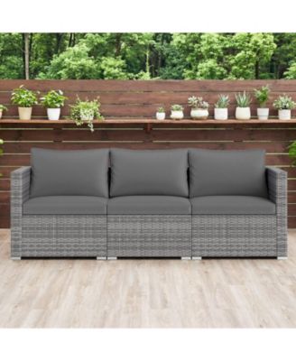 3 Piece Patio Sectional Sofa Set with Modular Cushioned Seating