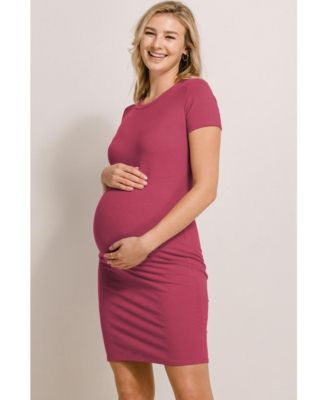 Maternity Ribbed Bodycon Short Sleeve Dress