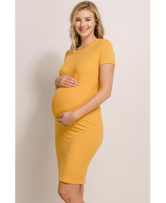 Maternity Ribbed Bodycon Short Sleeve Dress