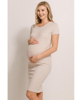 Maternity Ribbed Bodycon Short Sleeve Dress