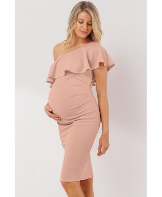 Maternity One-Shoulder Ruffle Bodycon Dress