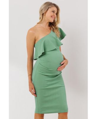 Maternity One-Shoulder Ruffle Bodycon Dress