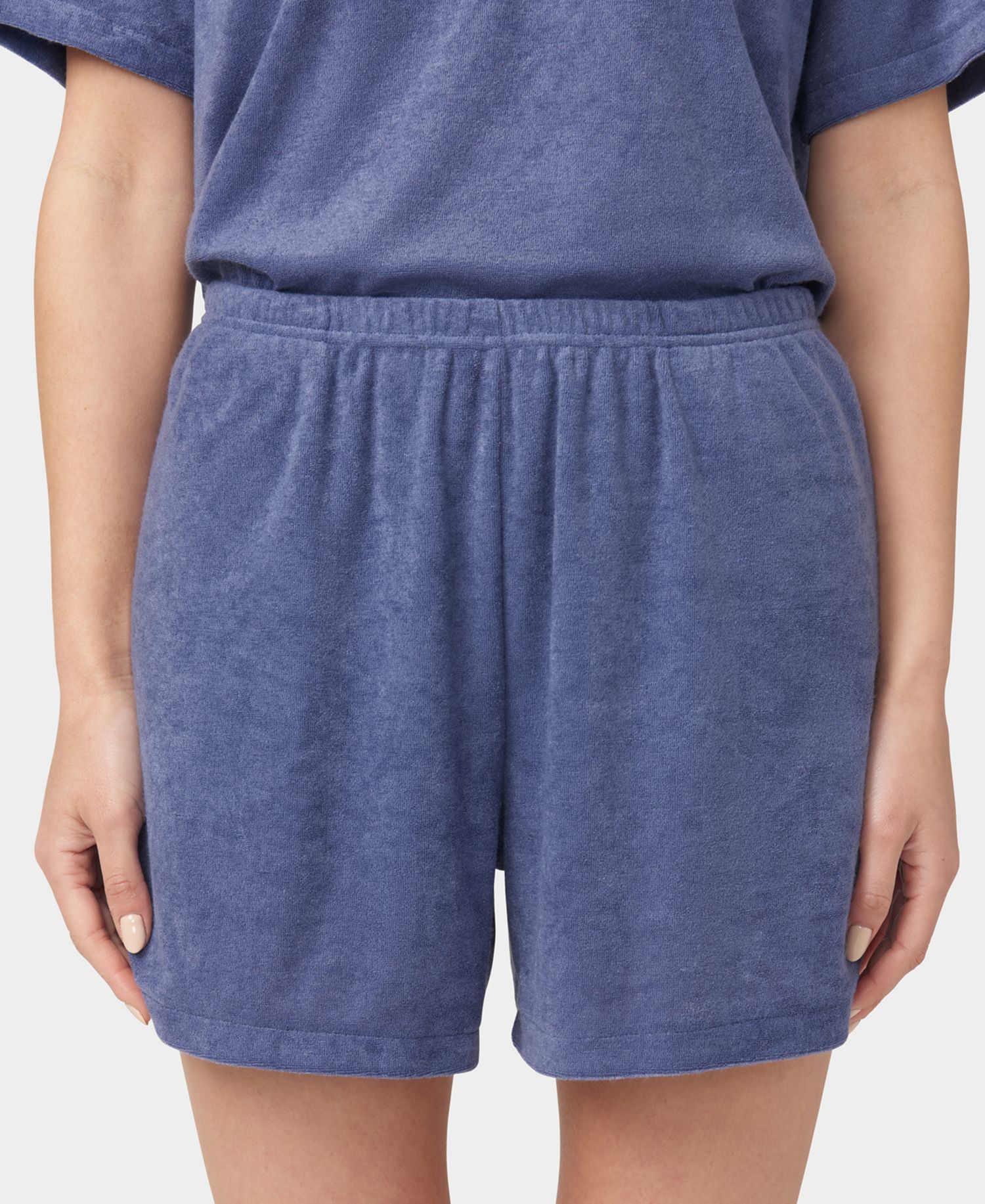 Women's French Terry Lounge Short-Sleeve T-Shirt and Boxer Shorts, 2-Piece Set