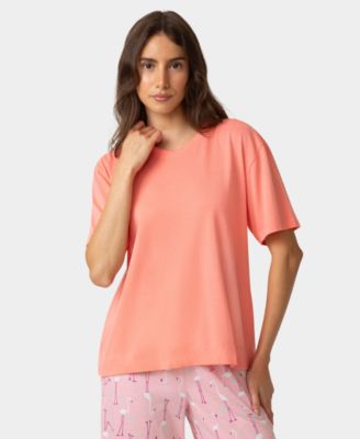 Women's Short-Sleeve Cotton Candied Boxy Pajamas Top