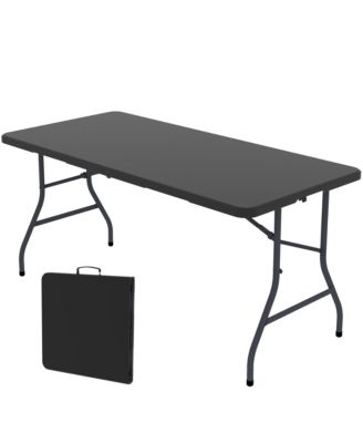 5 Foot Blow Molded Folding Table Foldable Portable Banquet Table Weather Resistant Table for Patio Camping Party Garage