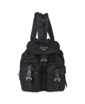 Black Re-Nylon Small Drawstring Backpack