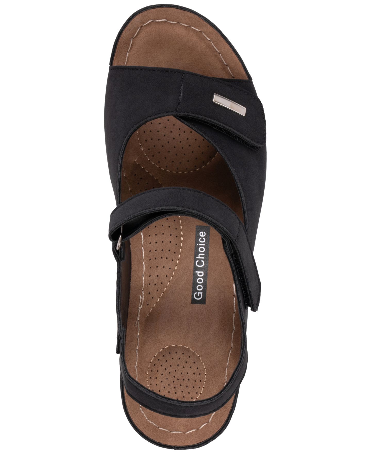 Женские сандалии GC Shoes Keltie Double Strap Wedge, цвет: Чёрный — фото 4