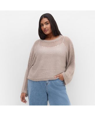 Women's Crochet Knit Long Sleeve Top