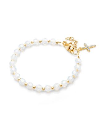 14K Shimmer Crystal with Cross Bracelet