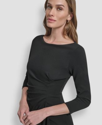 Women's 3/4-Sleeve Ruched Short Dress