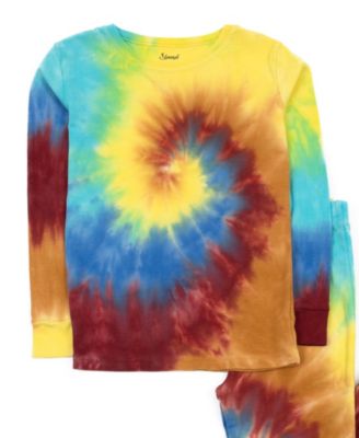 Toddler Matching Family Two Piece Cotton Long Sleeve Tie Dye Pajamas 2T-5T