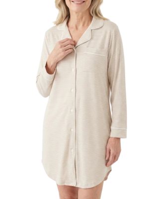 Women's Oatmeal Stripe Bamboo Sleepshirt