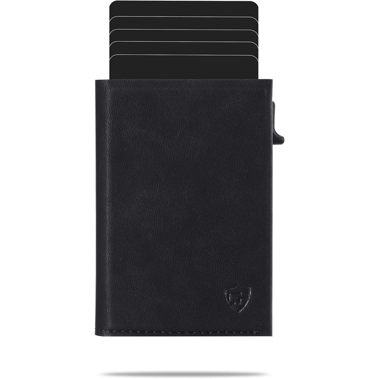 Men's Card Blocr Slim RFID Blocking Credit Card Wallet Black PU Leather