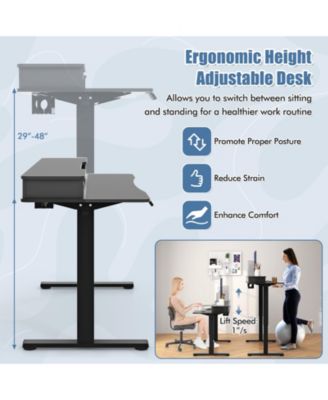 Adjustable Electric Standing Desk with 2 Drawers for Home Office