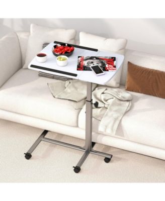 Adjustable Height Rolling Laptop Table with Lockable Wheels