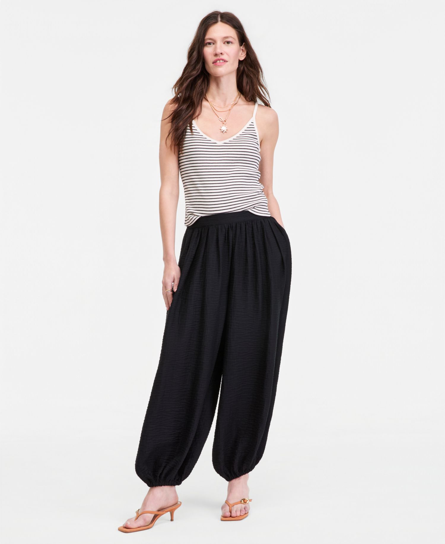 Women's High Rise Pull On Gauze Balloon Pants