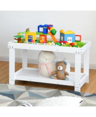 Multifunctional Wood Kids Activity Play Table with Storage Shelf