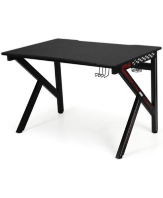 K-Shaped Gaming Desk with Cup Holder and Headphone Hook