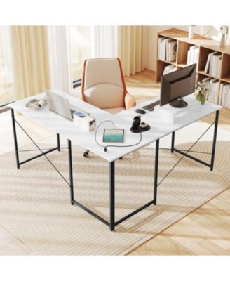 95 in 2-Person L-Shaped Reversible Computer Desk with Monitor Stand