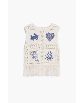 Girls Girls's Crochet sweater with fringes